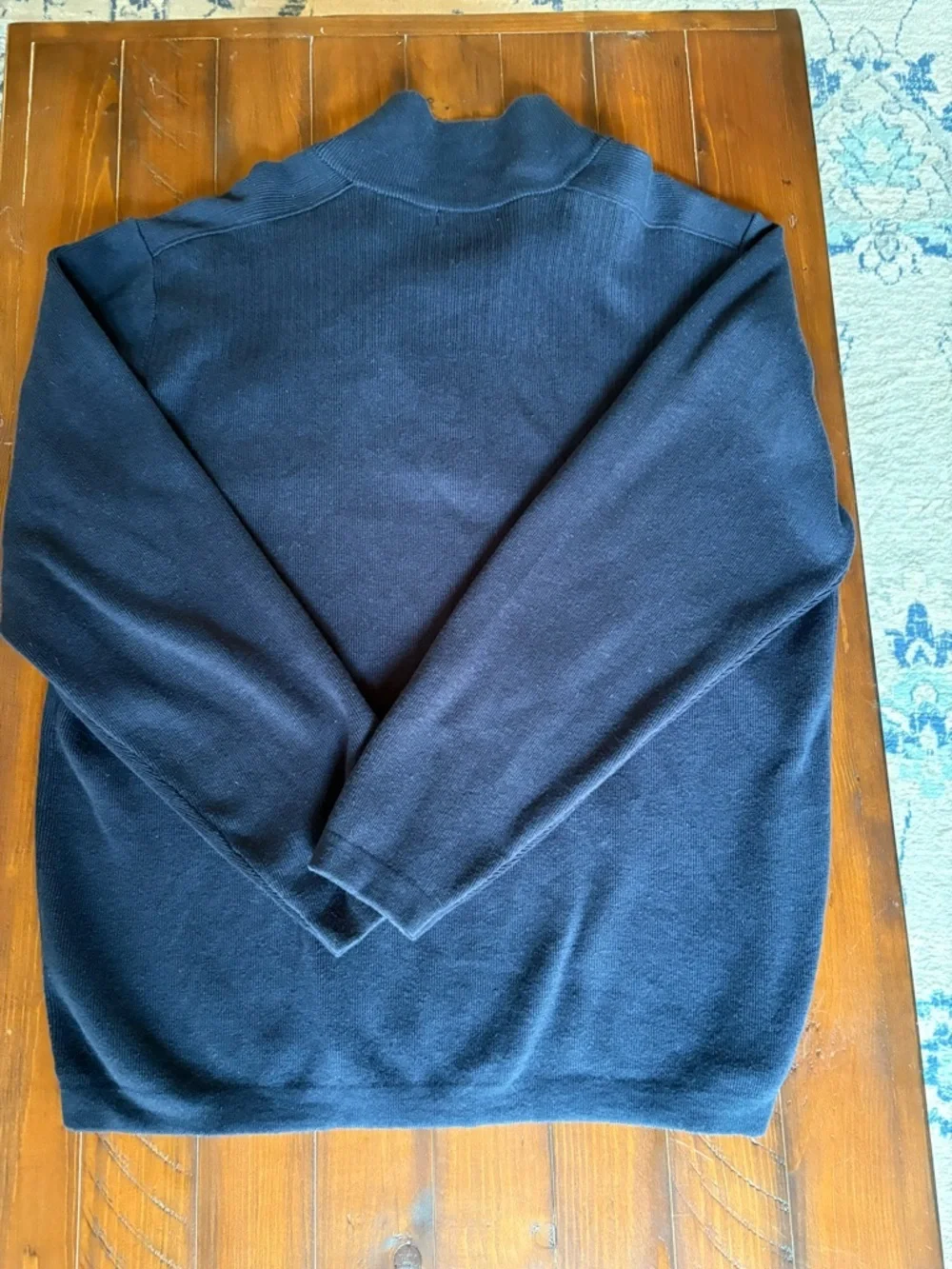 Men's Navy Quarter-Zip Sweater - Rochas Paris sz Small, 100% cotton